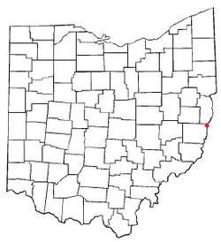 Location of Yorkville, Ohio