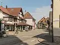 Oberrotweil, view to a street: die Bahnhofstrasse