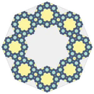 The first four iterations of the octoflake or 8-flake.