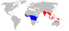 Map showing range of Oecophylla (O.longinoda has now spread to the coast in Kwa-Zulu Natal)