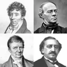 head shots of four middle-aged white men, all clean-shaven, except that Flotow has a moustache