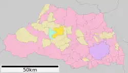 Ogawa (in bright yellow) in Saitama Prefecture