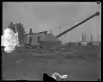 Steel cap used to cap burning oil well in Santa Fe Springs, California, 1928