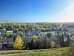 A view of Okotoks; overlooking downtown and facing south.