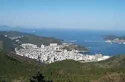 View overlooking Okpodong and harbor in Geoje city