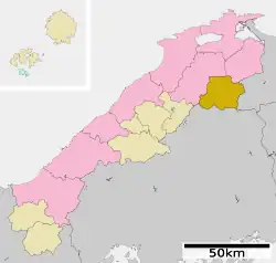 Location of Okuizumo in Shimane Prefecture