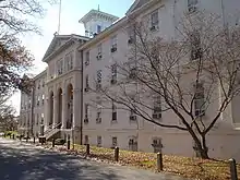 A large facade of a building