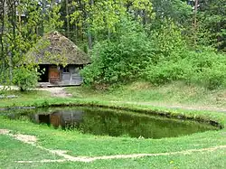 Latvian bathhouse with a pond built in 1862 in Kurzeme, The Ethnographic Open-Air Museum of Latvia