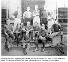 A black and white photo of a football team