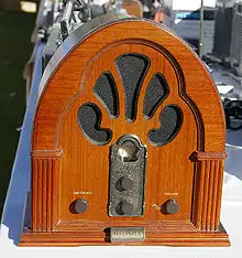 Bush brand reproduction of the Philco model 90 "cathedral radio" of 1931, a design icon of early radio, and the most recognised cathedral design sets