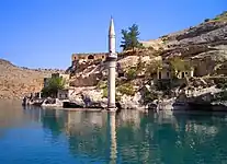 The town of Eski Savaşan Köyü (Old Savaşan Köyü), partially submerged under the rising waters of the Birecik Dam