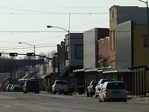 South side of Olney's Main Street, Texas State Highway 114.