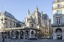 The facade of the church