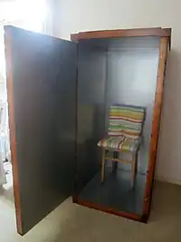 Orgone energy accumulator with the door open.