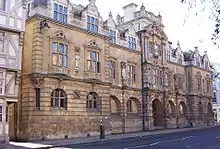 The Rhodes Building of Oriel College on the south side of the High Street.