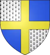 Ancestral arms of the Osborne family: Quarterly ermine and azure, over all a cross or