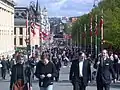 Karl Johans gate in spring (Norwegian Constitution Day, 17 May)