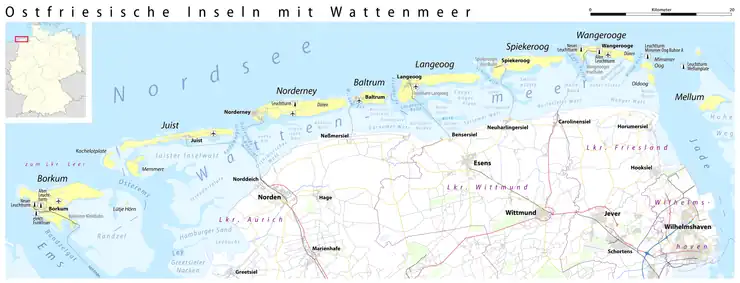 Location of Minsener Oog within the East Frisian Island