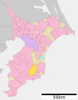 Location of Ōtaki in Chiba Prefecture