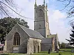 Stone building with square tower