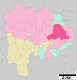 Location of Ōtsuki in Yamanashi Prefecture