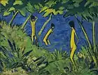 Landscape with Yellow Nudes, c. 1919, oil on burlap, 70.2 x 90.8 cm, MoMA