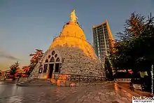 The chapel is surmounted by the statue of Our Lady of Lebanon