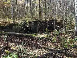 Ruins and crumbling concrete foundation of the old Fitger Hotel in Manganese, October 2016