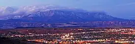 Overlook of downtown St. George and adjacent Pine Valley Mountains