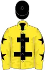 Yellow, black cross of lorraine, yellow sleeves, black stars, black cap