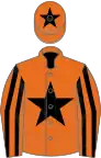 Orange, black star, striped sleeves, star on cap