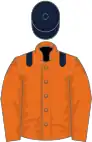 Orange, dark blue epaulets and cap