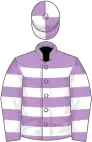 Mauve and white hoops, quartered cap