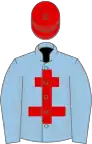 Light blue, red cross of lorraine and cap