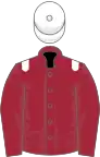 Maroon, white epaulets and cap