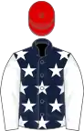 Dark blue, white stars and sleeves, red cap