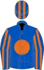 Royal Blue, Orange Disc, Striped Sleeves And Cap