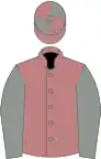 Salmon pink, grey sleeves, quartered cap