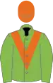 Light green, orange chevron, orange cap