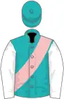 Emerald Green, Pink Sash, White Sleeves, Emerald green Cap