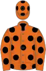 Orange, black spots, orange cap, black spots