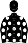 Black, white spots, harlequin cap