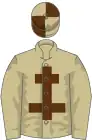 Beige, brown cross of lorraine, quartered cap