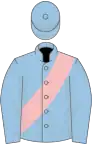 Light blue, pink sash