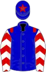 Blue, red epaulets, white sleeves, red chevrons, blue cap, red star