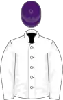 White, purple cap