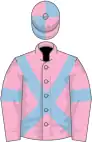 Pink, light blue cross belts and armlets, quartered cap