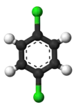 Ball-and-stick model of 1,4-dichlorobenzene