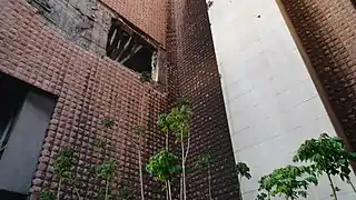 Damaged building facade in 2013