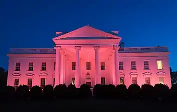 The White House illuminated in pink for Breast Cancer Awareness Month.